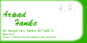 arpad hanke business card